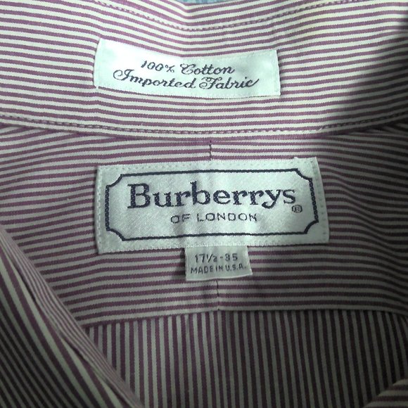 Burberry's of London Button Down Shirt Maroon Striped Men's XL - Picture 4 of 8